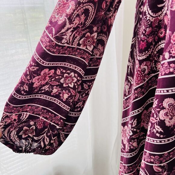 Show Me Your MuMu Burgundy Red Floral Soft Flowy Boho Tunic Dress Blouse Size XS - Picture 3 of 8